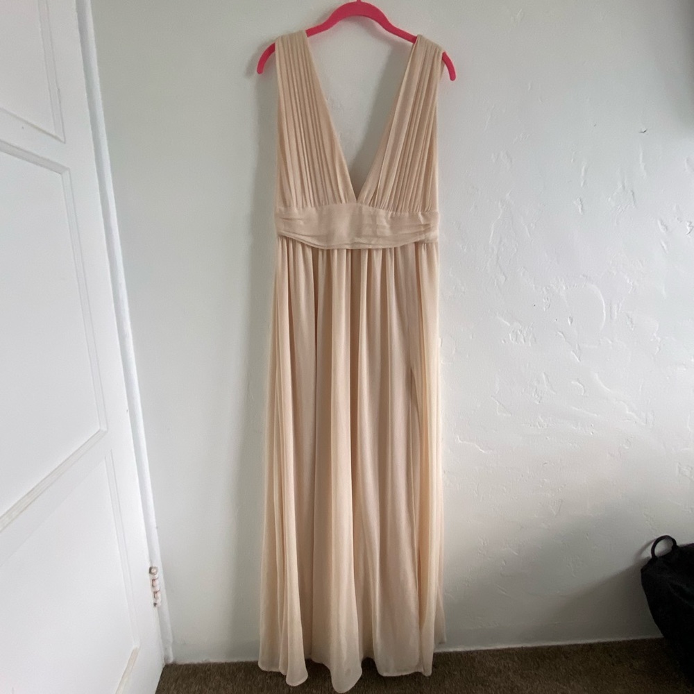 Beige chiffon formal bridesmaid dress
